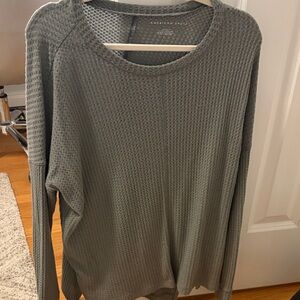 American Eagle Gray Waffle Knit Sweater